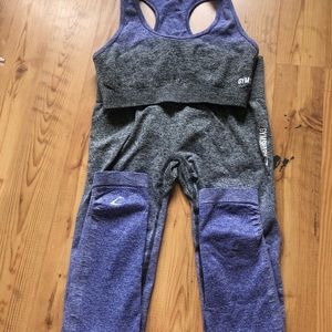 Gymshark Ombré Blue/Grey Legging and Sport Bra